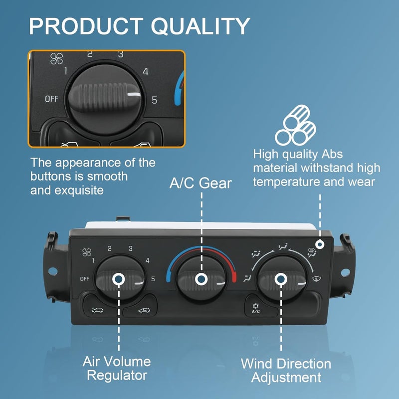 DICMIC Front A/C Heater Climate Control Module Compatible with 2002 Cadillac Escalade EXT Chevrolet Avalanche 1500 2500 1999-2002 GMC Sierra 1500 2500 Replace# 599-266, 15-72528 - Image 4